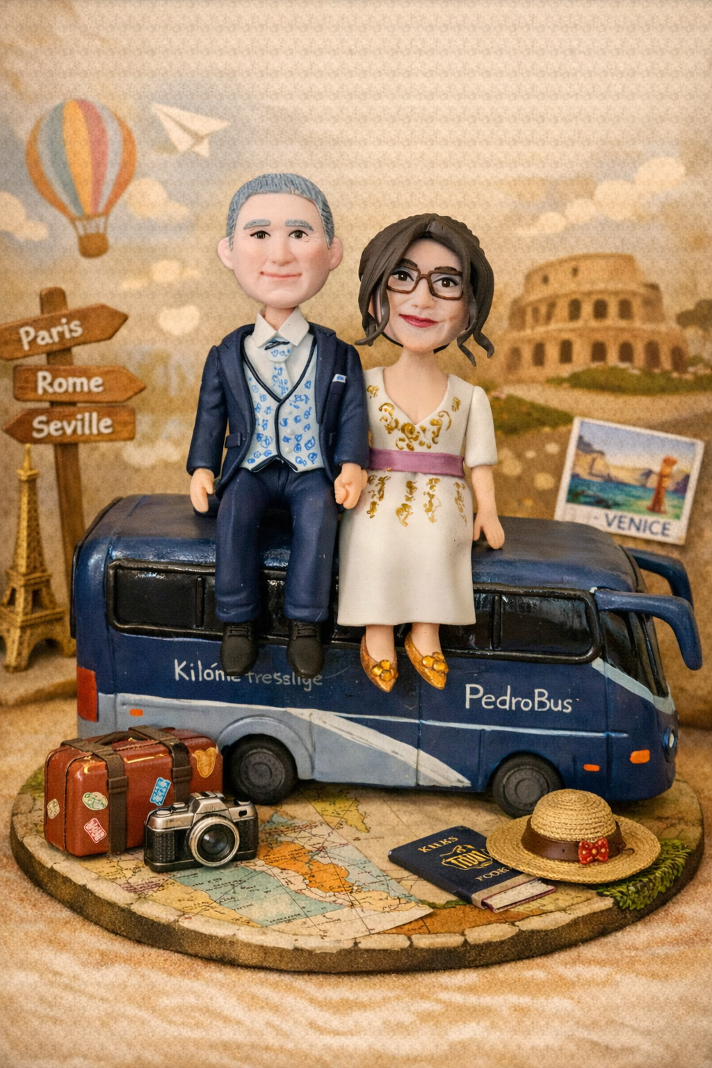 Figura personalizada novios viajeros