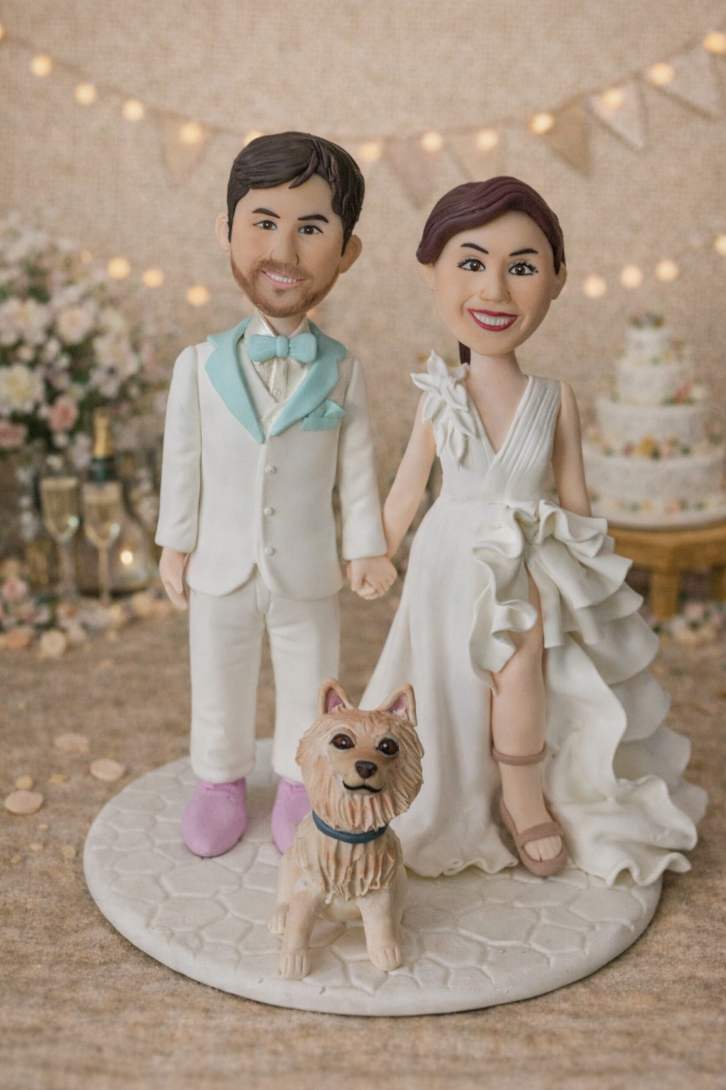 figura personalizada pareja boda con perro
