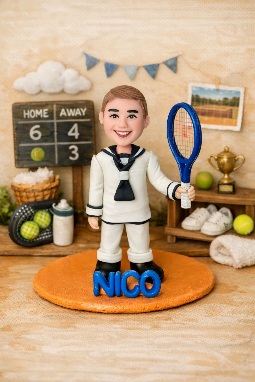 figura personalizada niño comunión tenis caricatura personalizada