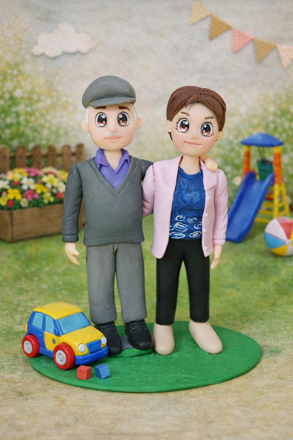 Figura personalizada abuelos aniversario 70 años caricatura pareja personalizada